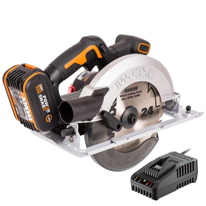 WORX WX520.9C 20Volt 2.0Ah. Li-ion 190mm Kömürsüz Profesyonel Tek Akülü Şarjlı Daire Testere