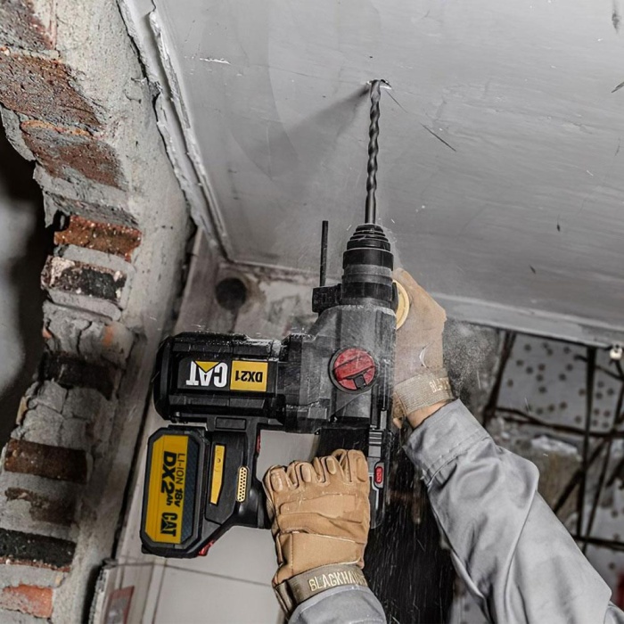CAT DX21BC 18Volt 2.0Ah 2.2J Li-ion Tek Akülü Şarjlı Kömürsüz Profesyonel SDS-Plus Pnömatik Kırıcı/Delici