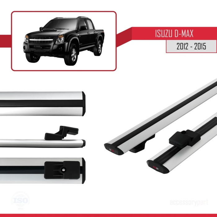 Isuzu D-Max 2012-2015 ile uyumlu BASIC Model Ara Atkı Tavan Barı GRİ