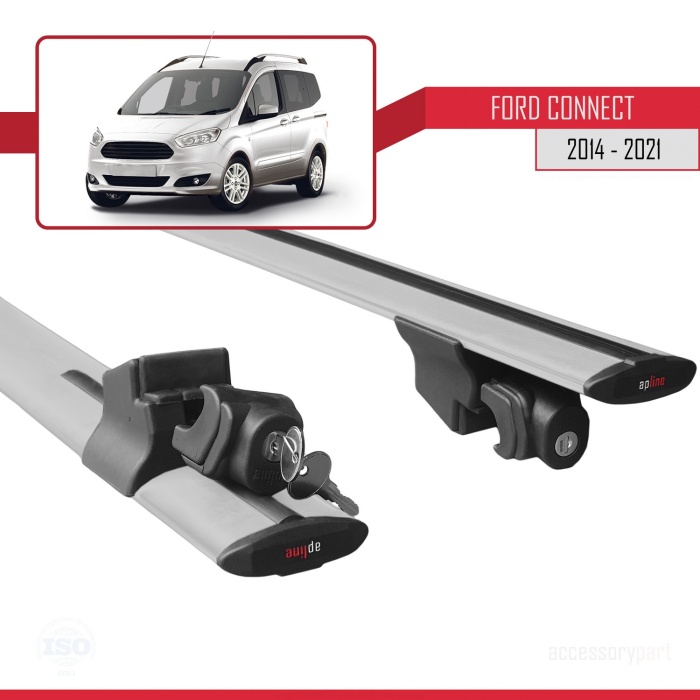 Ford Connect 2014-2021 Arası ile uyumlu HOOK Model Anahtar Kilitli Ara Atkı Tavan Barı GRİ