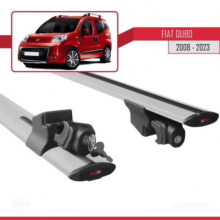 Fiat Qubo 2008 ve Sonrası ile uyumlu HOOK Model Anahtar Kilitli Ara Atkı Tavan Barı GRİ