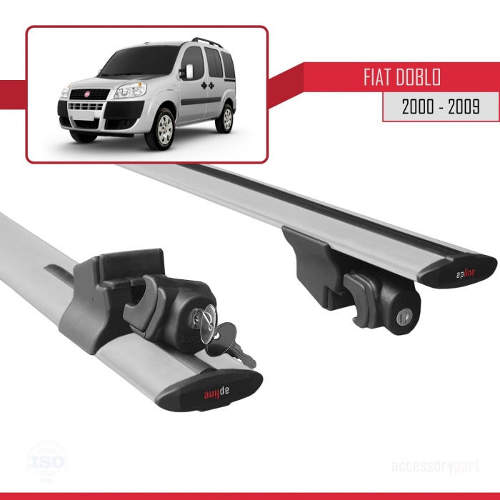 Fiat Doblo 2000-2009 Arası ile uyumlu HOOK Model Anahtar Kilitli Ara Atkı Tavan Barı GRİ