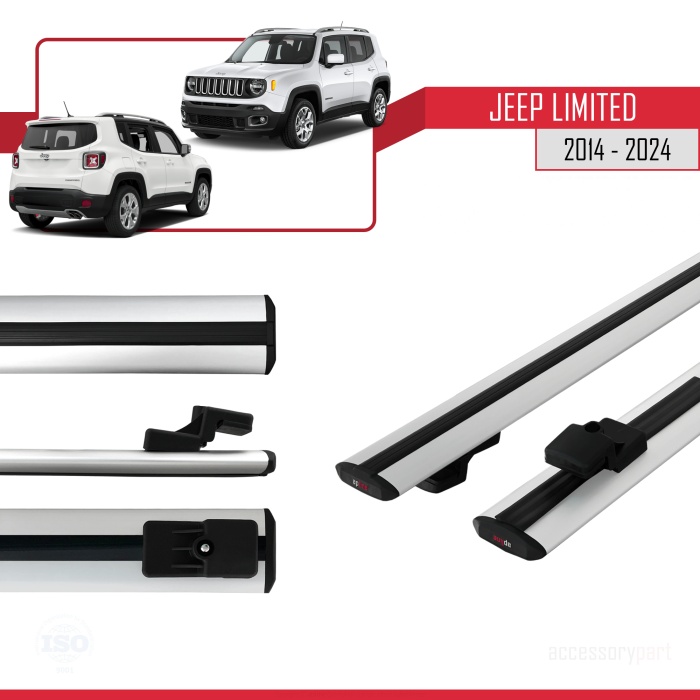 Jeep Limited 2014 ve Sonrası ile uyumlu BASIC Model Ara Atkı Tavan Barı GRİ