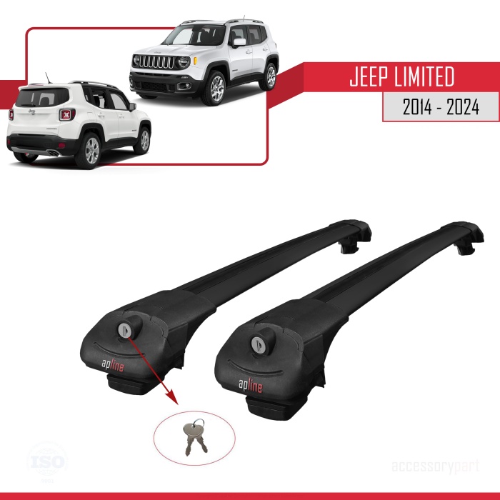 Jeep Limited 2014 ve Sonrası ile uyumlu ACE-1 Ara Atkı Tavan Barı SİYAH
