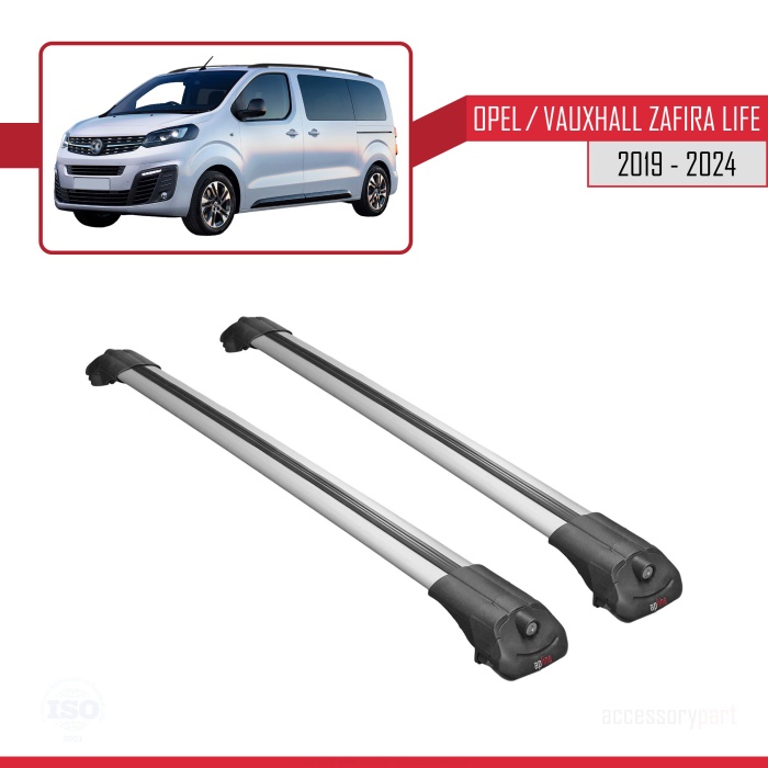 Opel / Vauxhall Zafira Life 2019 ve Sonrası ile uyumlu ACE-1 Ara Atkı Tavan Barı GRİ