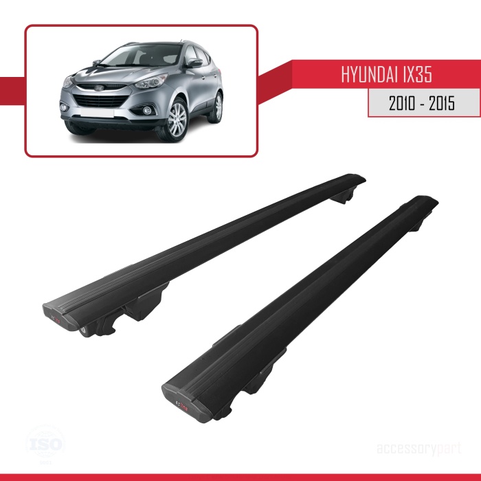 Hyundai IX35 2010-2015 Arası ile uyumlu HOOK Model Anahtar Kilitli Ara Atkı Tavan Barı SİYAH