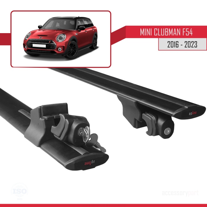 Mini Clubman 2016-2023 Arası ile uyumlu HOOK Model Anahtar Kilitli Ara Atkı Tavan Barı SİYAH