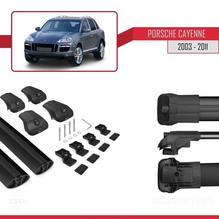 Porsche Cayenne 2003-2011 Arası ile uyumlu ACE-1 Ara Atkı Tavan Barı SİYAH