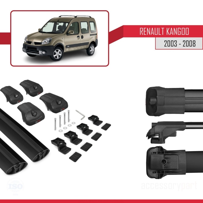 Renault Kangoo 2003-2008 Arası ile Uyumlu ACE-1 Ara Atkı Tavan Barı SİYAH