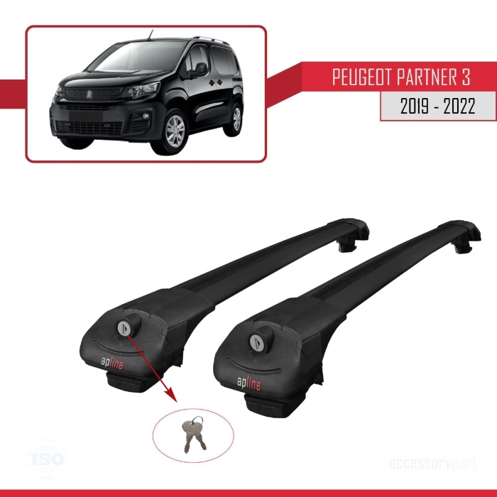 Peugeot Partner 2019-2022 Arası ile uyumlu ACE-1 Ara Atkı Tavan Barı SİYAH