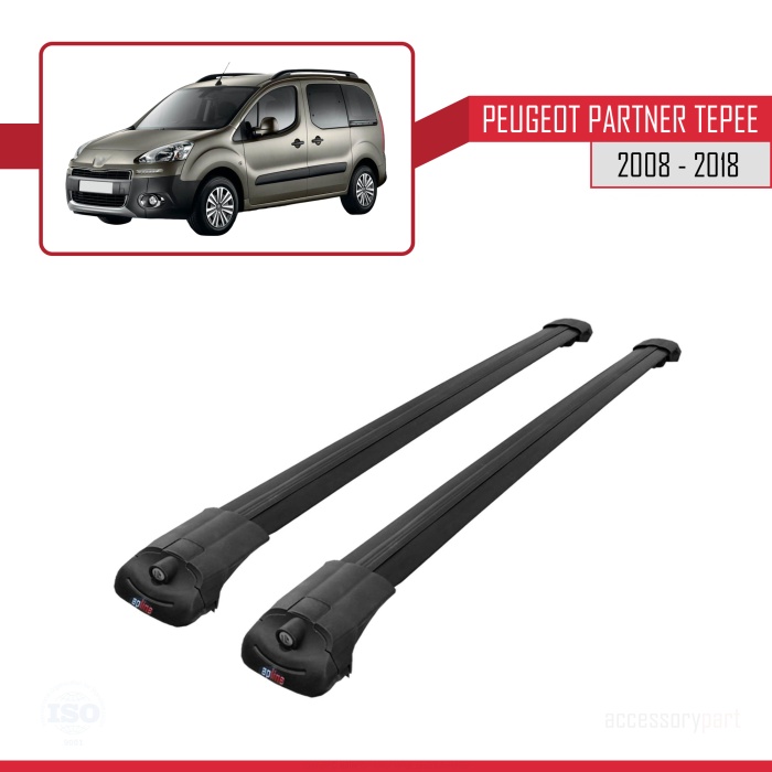 Peugeot Partner Tepee 2008-2018 Arası ile uyumlu ACE-1 Ara Atkı Tavan Barı SİYAH