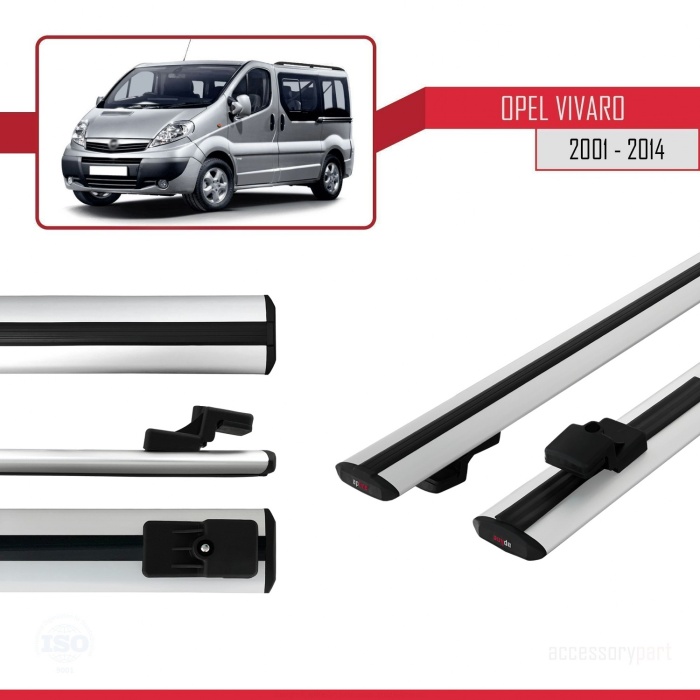 Opel Vivaro 2001-2014 Arası ile uyumlu BASIC Model Ara Atkı Tavan Barı GRİ