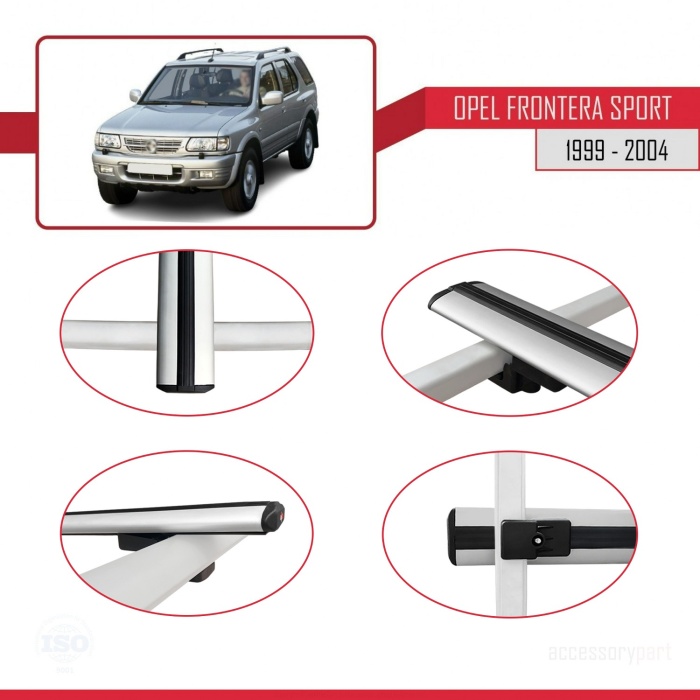 Opel Frontera Sport 1999-2004 Arası ile uyumlu BASIC Model Ara Atkı Tavan Barı GRİ