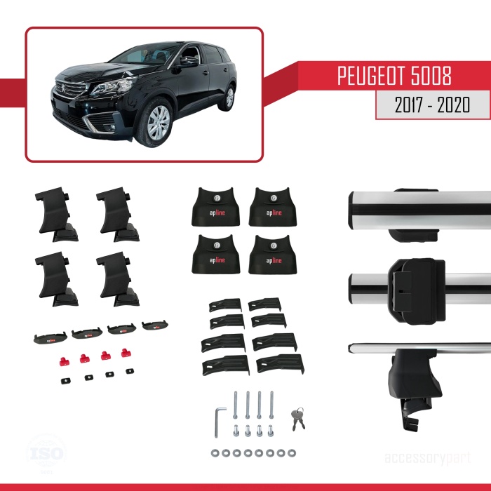 Peugeot 5008 2017-2020 Arası ile uyumlu ACE-4 Ara Atkı Tavan Barı GRİ