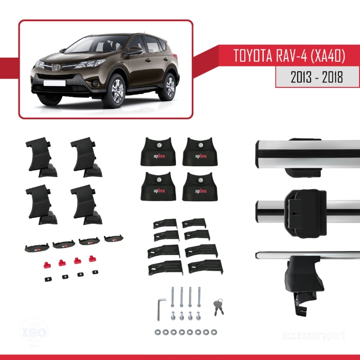 Toyota Rav 4 (XA40) 2013-2018 Arası ile uyumlu ACE-4 Ara Atkı Tavan Barı GRİ