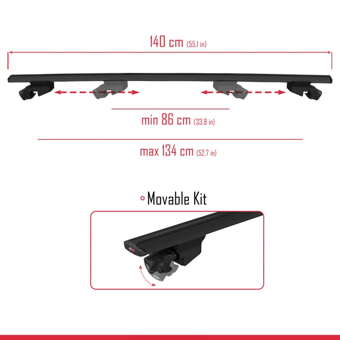 MG HS 2018 ve Sonrası ile Uyumlu HOOK Model Anahtar Kilitli Ara Atkı Tavan Barı SİYAH