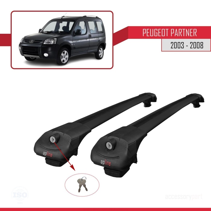 Peugeot Partner 2003-2008 Arası ile Uyumlu ACE-1 Ara Atkı Tavan Barı SİYAH