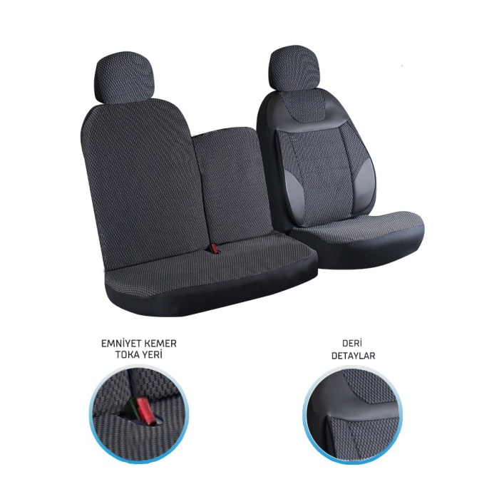 Kia Bongo 2+1 Ön Koltuk Kılıf Seti Siyah