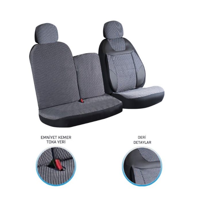 Kia Bongo 2+1 Ön Koltuk Kılıf Seti Füme