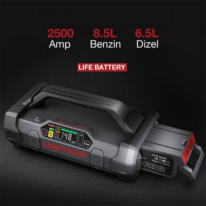 Lokithor APARTX2500 12V 2500Amp LiFePO4 Akıllı Akü Takviye + Pompa + Powerbank + Led Lamba