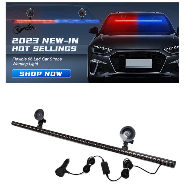 Çakar lamba 12-32v esnek model 84cm vantuzlu çakarlı mavi-kırmızı / LAPA543