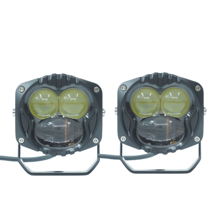 Off-Road Sis Lambası 7.3x6.8x6.8cm Sarı-Beyaz Siyah Çerçeveli 12-30v (Set Olarak)