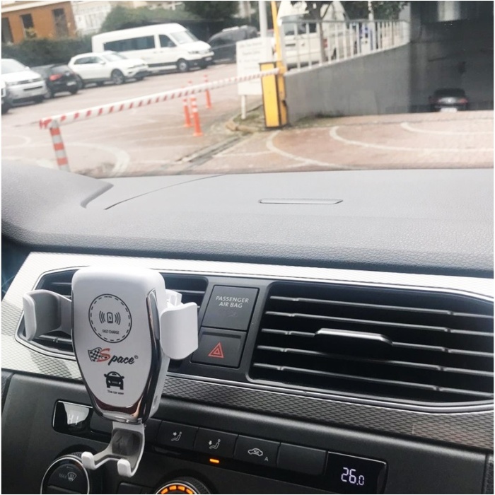 Space Kablosuz Şarjlı Telefon Tutacağı Beyaz / SYTE159