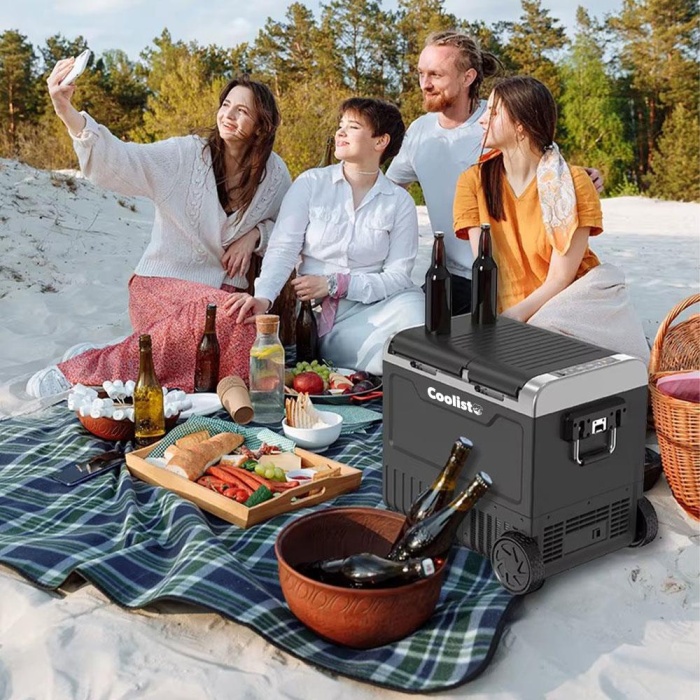 Coolist CLK65W 12/24Volt 220Volt 65 Litre Çift Bölmeli Tekerlekli Outdoor Kompresörlü Oto Buzdolabı/Dondurucu
