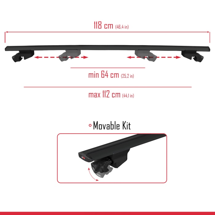 Ara Atkı Tavan Barı Hook Model 140cm Siyah (2 Adet)