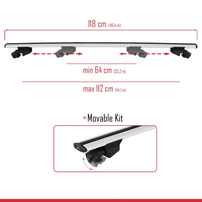 Ara Atkı Tavan Barı Hook Model 140cm Gri (2 Adet)