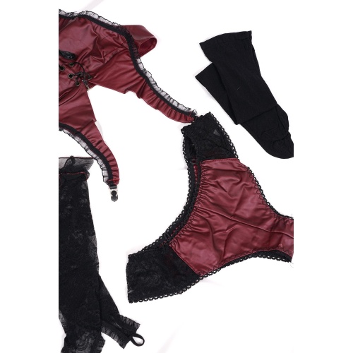 Askılı Bordo Renk Kadın Babydoll