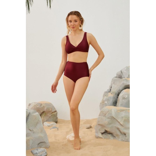 Starinci Toparlayıcı Bikini Takımı Bordo Yüksek Bel
