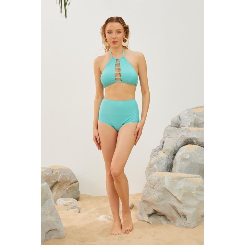 Yüksek Bel Toparlayıcı Bikini Takımı Turkuaz