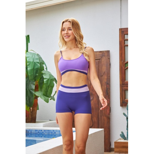 Kadın Mor Garnili Sporcu Bady Bikini Takımı