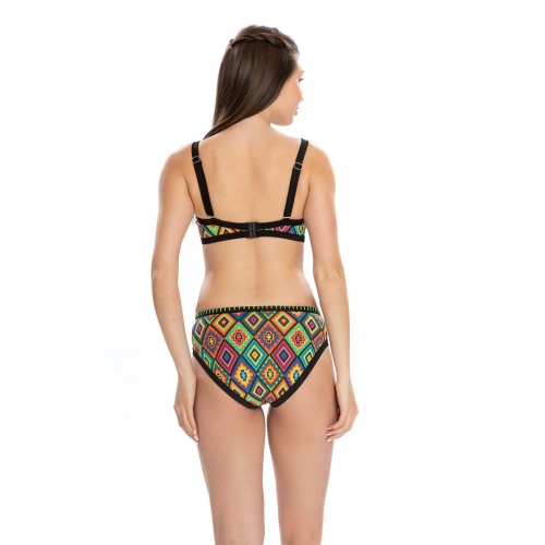 Kadın Badyli Bikini Takımı Etnik Desenler Neon Detaylı