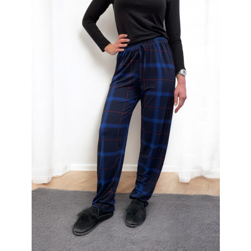 Freshness 801 Bayan Beli Lastikli Ekose Süet Tek Pijama Altı