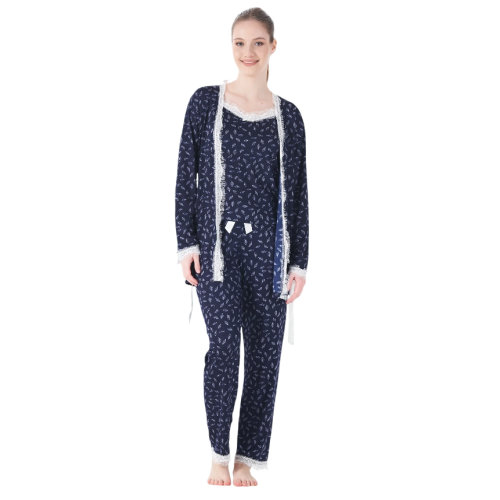 Estiva 25192 Kadın Desenli Pegasus Sabahlıklı Pijama Takımı