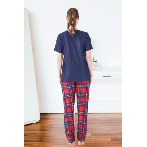 Estiva 25160 Kadın Marla Ekoseli Kısa Kol Pijama Takımı