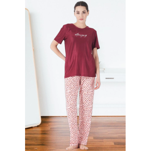 Estiva 25165 Kadın Marla Çicekli Kısa Kol Pijama Takımı