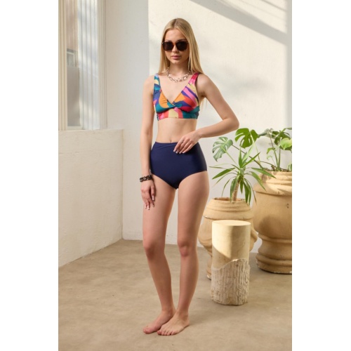 Bikini Takımı Kruvaze Toparlayıcı Lacivert Renk Paletli