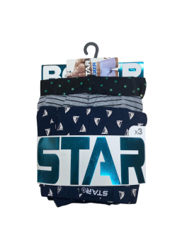 Star 106 Desenli Pamuklu Kemer Likralı 3Lü Boxer