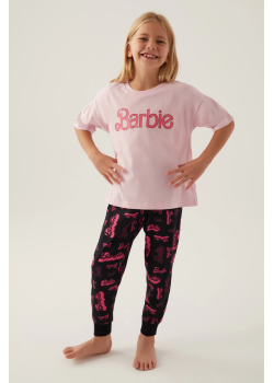 Barbie L1704-3 Kız Çocuk Kısa Kol Pijama Takımı