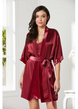 Pierre Cardin 4045 Kadife Saten Dantelli Gecelik ve Sabahlık Takımı