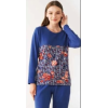 Pijadore 1066 Bayan Çiçek Desenli Uzun Kol Pijama Takımı