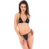 Siyah Deri Görünümlü Sütyen ve G-String Takım TM1118