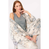 Anıl 5805 Viskon Çiçek Desenli Nakış Detaylı Sabahlıklı Pijama Takımı