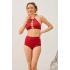 Yüksek Bel Toparlayıcı Bikini Takımı Kırmızı