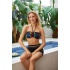 Kadın Bandeua Askılı Şortlu Bikini Takımı Etnik Renk Blok