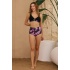 Bikini Takımı Toparlayıcı Yüksek Bel Mor Yapraklar