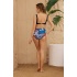 Bikini Takımı Toparlayıcı Yüksek Bel Mavi Yapraklı